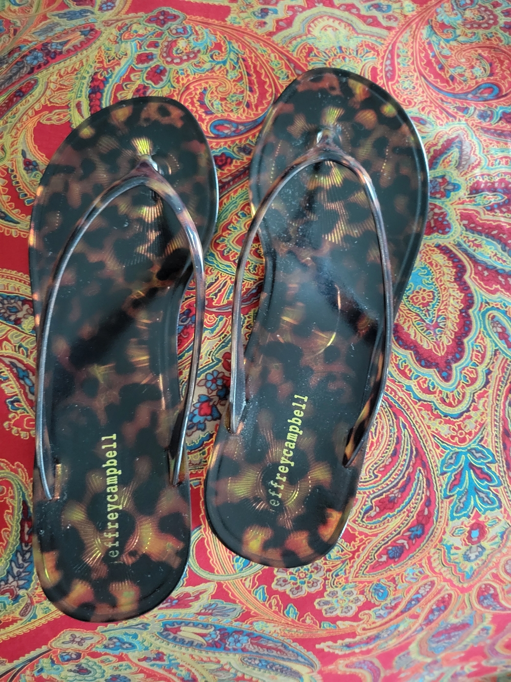 Jeffrey Campbell Tortoiseshell Jelly Flip Flops - Black and Brown